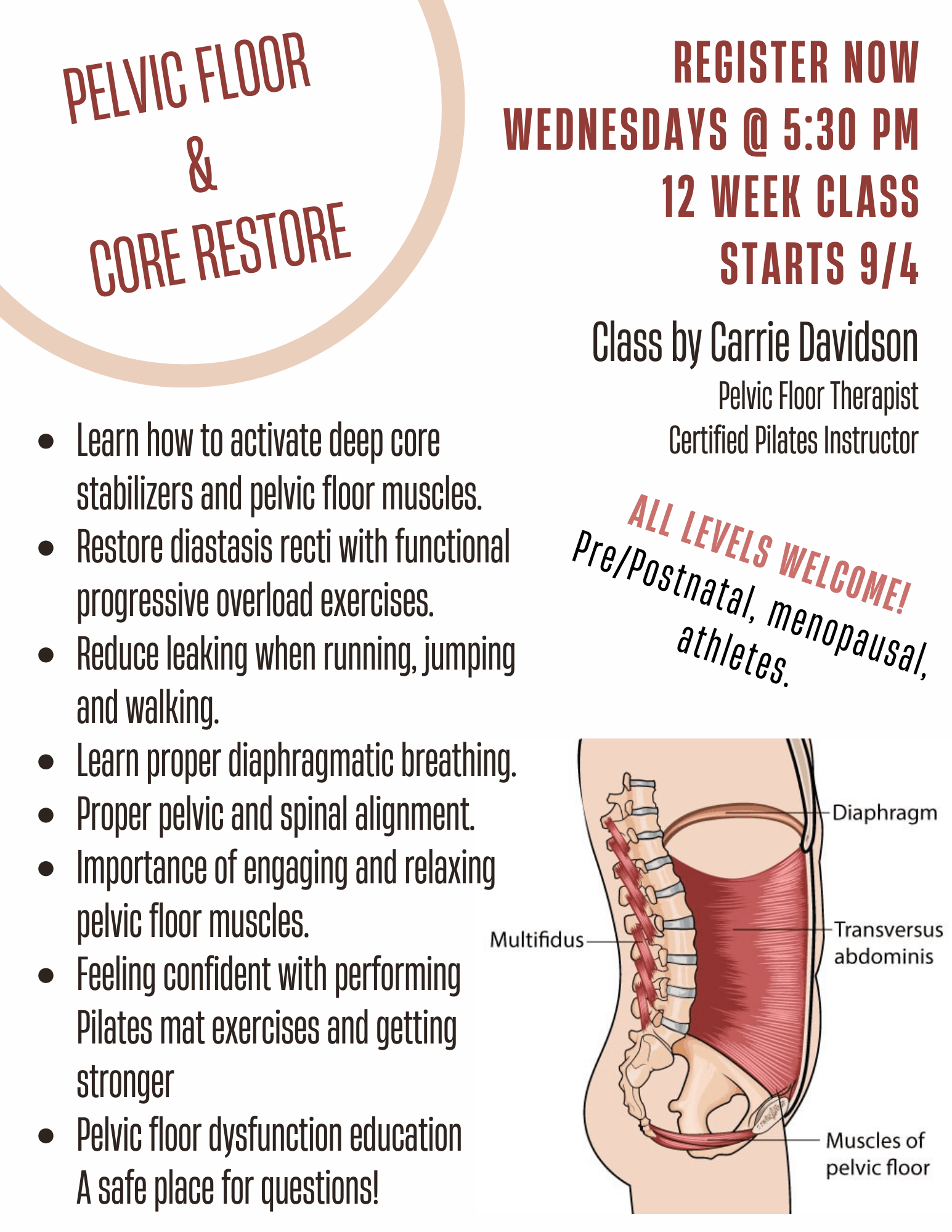 Pelvic Floor Class Flier